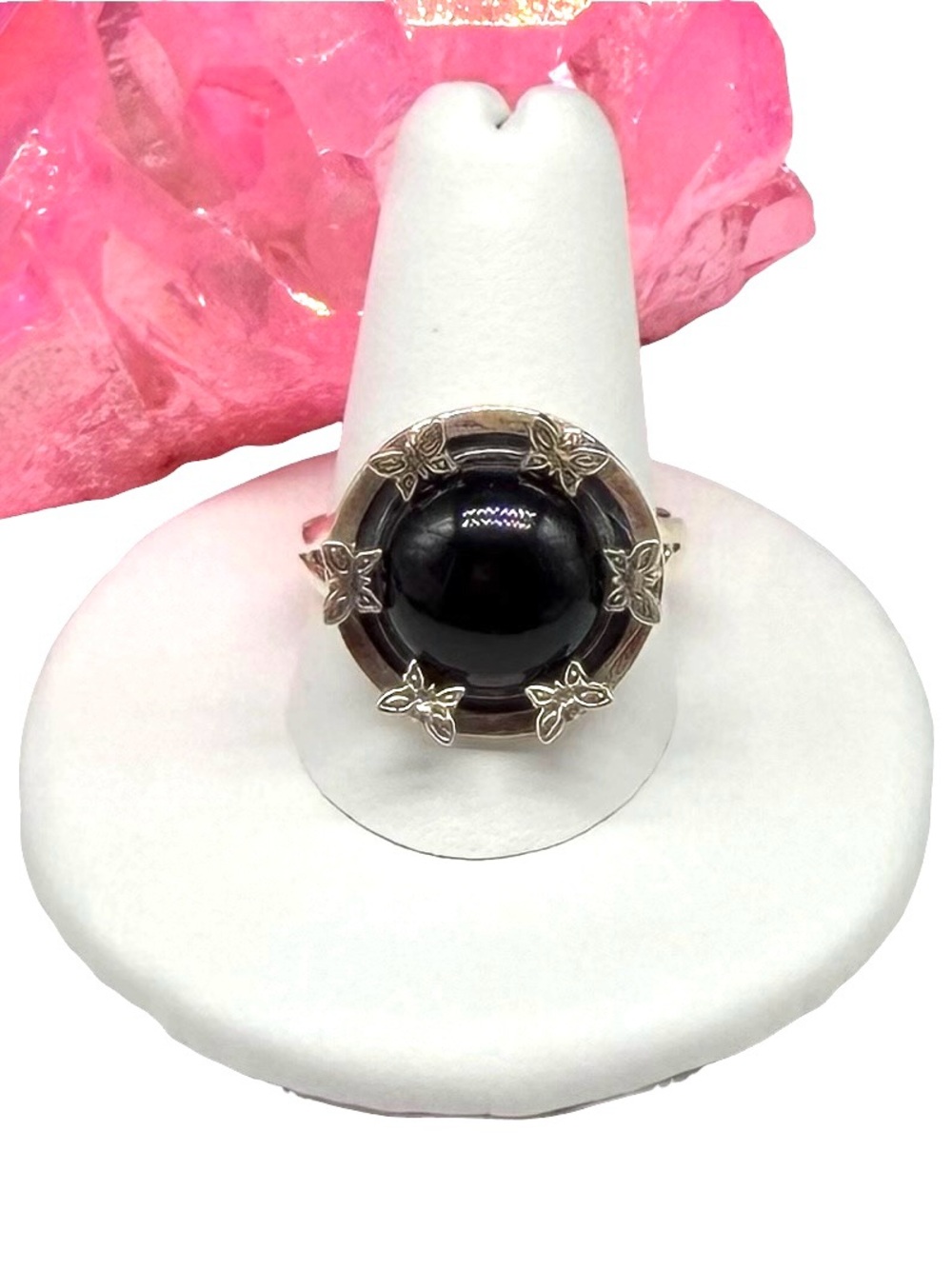 Black Onyx Butterfly Ring Size 10 Solid 925 Sterling Silver